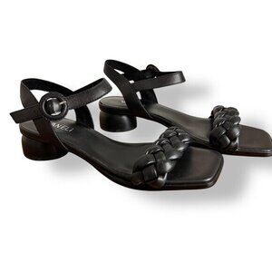 VANELi Women's Kalee Sandal In Black Super Napa Braided Strap Round Heel Sz 8W
